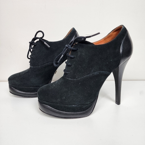 Pour la Victoire black suede heels, size 7 - Picture 1 of 7